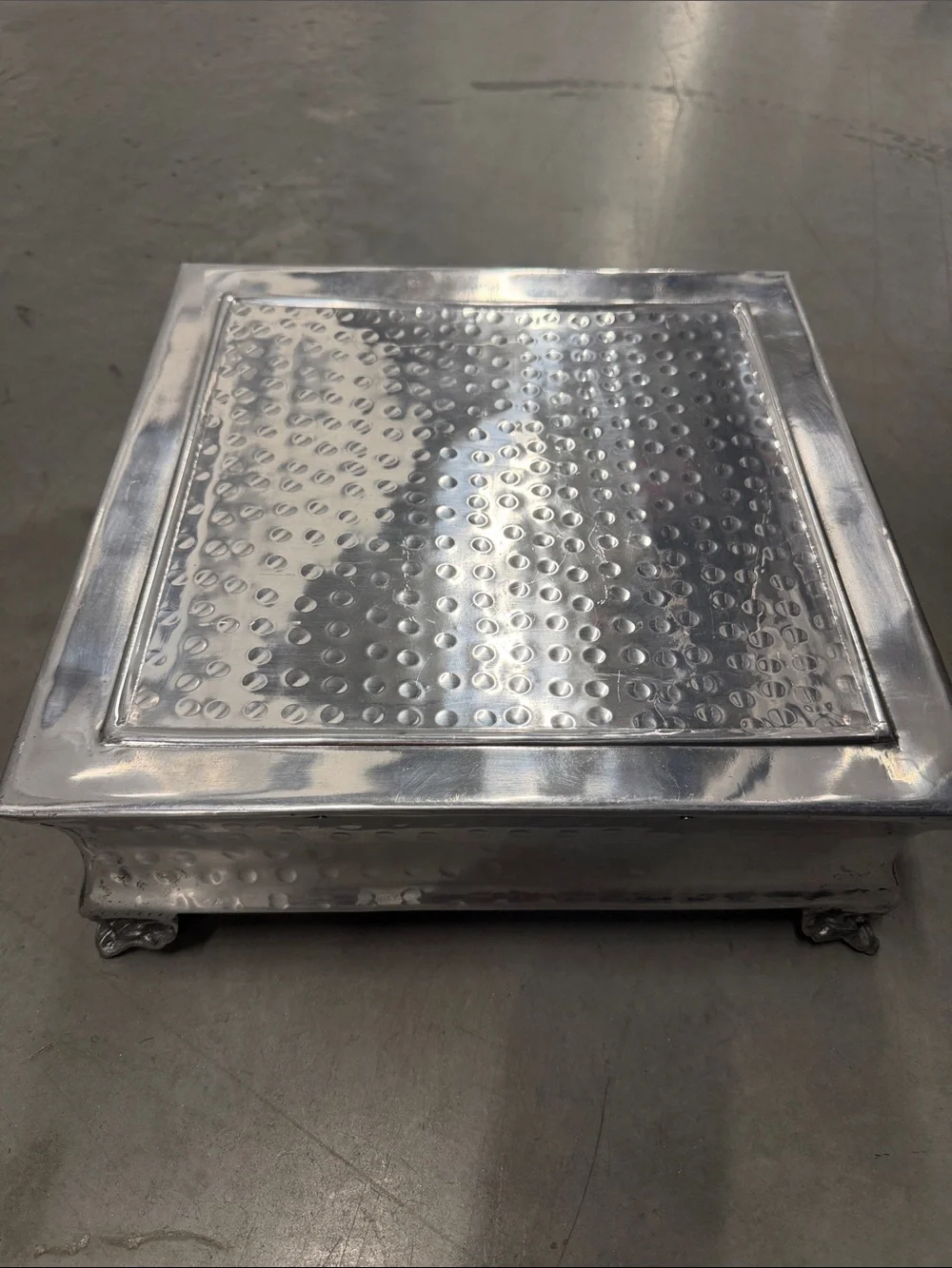 Hammered Silver Metal Serving Stand by